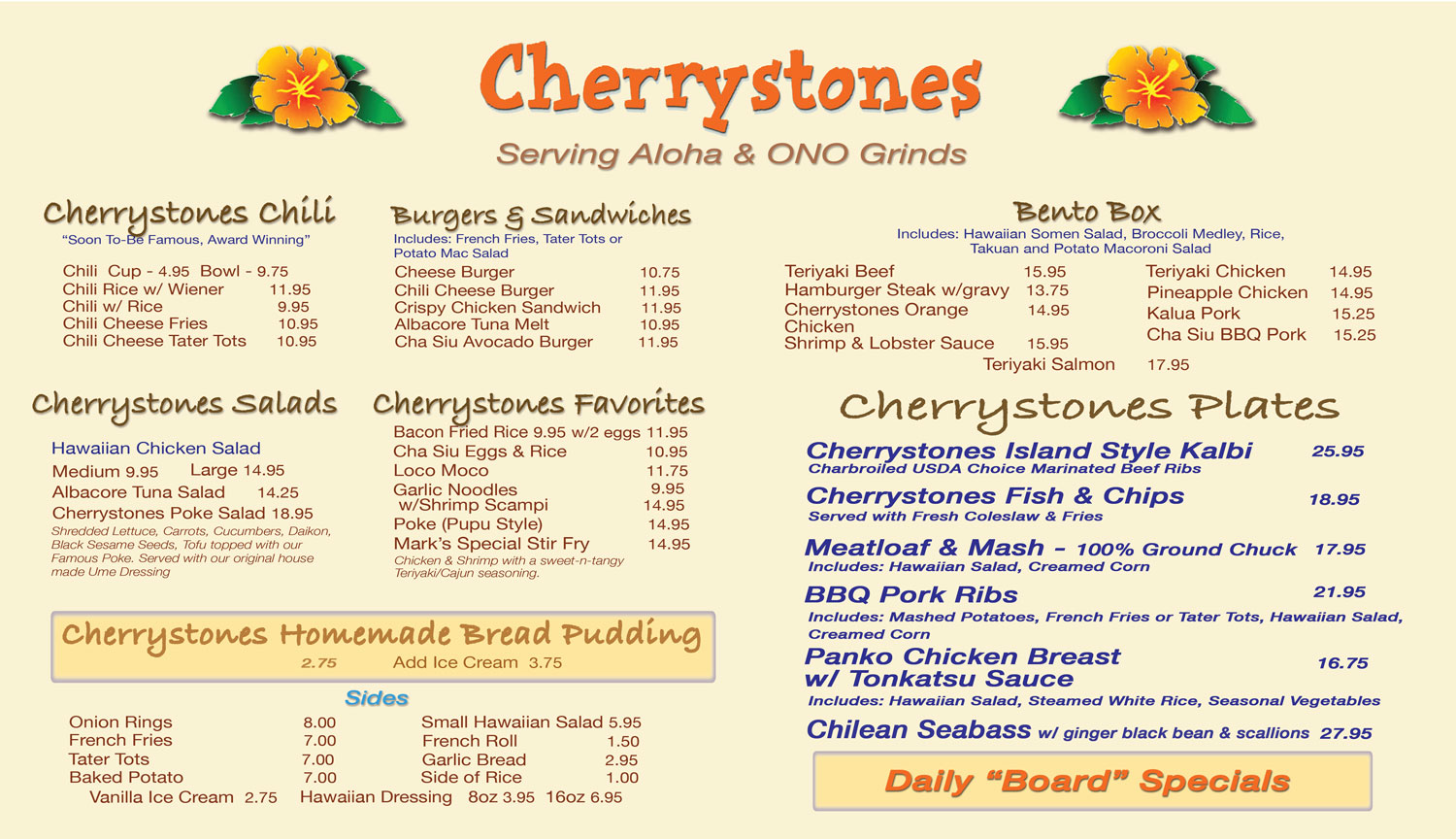 Cherrystones Menu